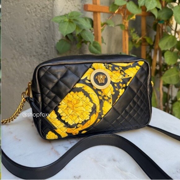 Versace Handbags - SOLD Versace Baroque Icon Quilted Leather Camera Crossbody Bag